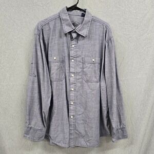 IZOD Jeans Archive Collection Mens XL Blue Chambray Button Down Shirt